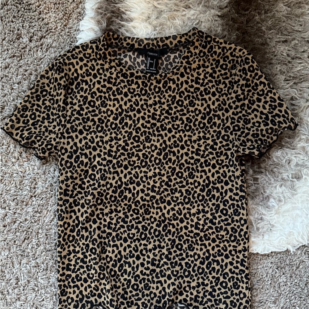 Forever 21 Leopard Print Top - Black and Tan